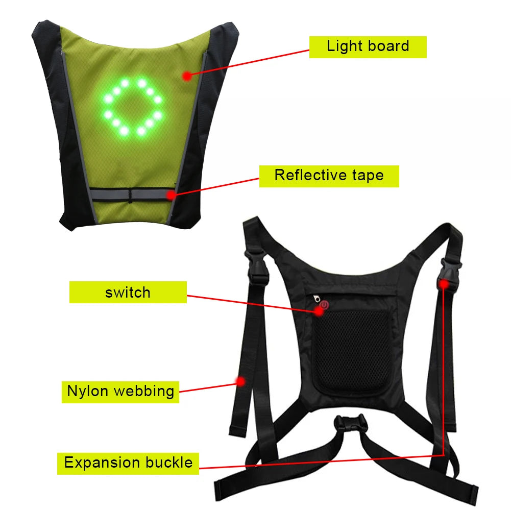 Sac à dos de cyclisme de nuit à LED avec télécommande