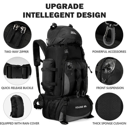 Sac de sport 90L étanche, résistant et imperméable, grande capacité pour randonnée, trekking et camping