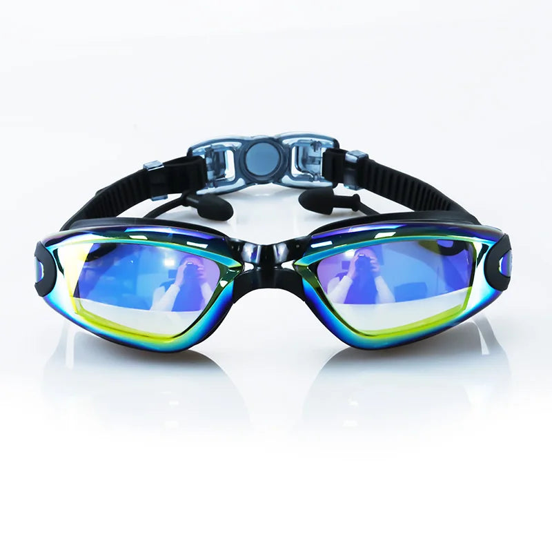 Lunettes de natation étanches pour adultes, lunettes de piscine, lunettes anti-buée, lunettes optiques avec bouchons d'oreille, protection UV, hommes et femmes