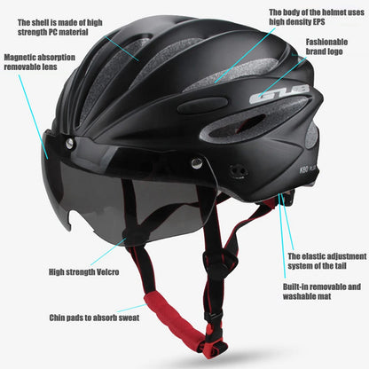 Casque de vélo avec lunettes magnétiques, coupe-vent