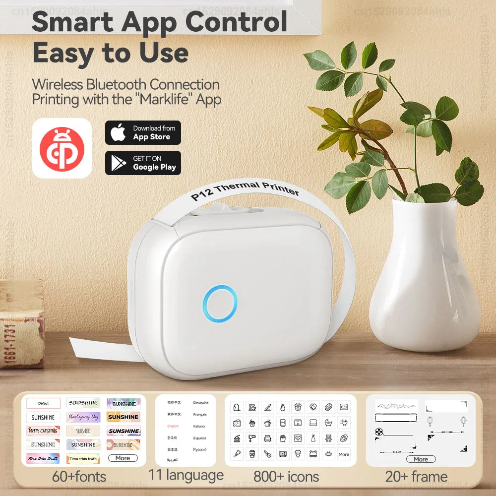 Imprimante thermique Portable P12, Mini-imprimante d'étiquettes . SportMix