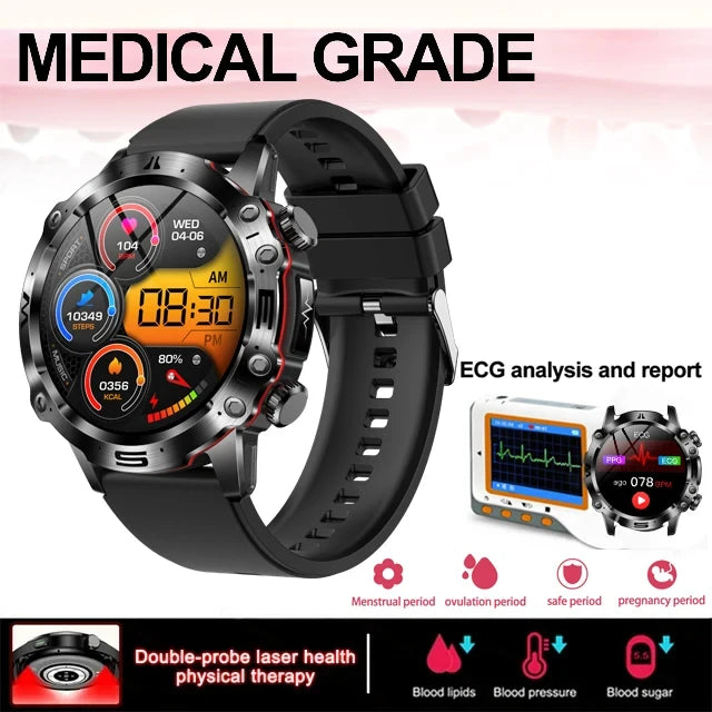 Montre intelligente de sport professionnelle, luxe, mesure sucre dans le sang, lipides, acide urique, pression artérielle, appel BT, montre intelligente, appel bluetooth, haute qualité