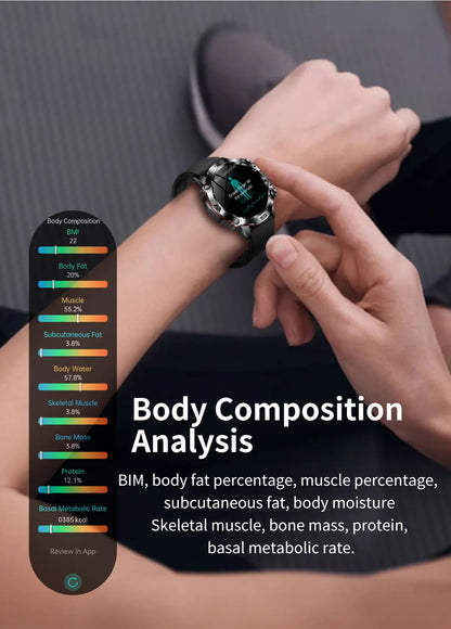 Montre intelligente de sport professionnelle, luxe, mesure sucre dans le sang, lipides, acide urique, pression artérielle, appel BT, montre intelligente, appel bluetooth, haute qualité