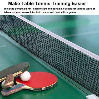 Portable retractable table tennis net in polyester with ping pong paddles and ball for training on various table types