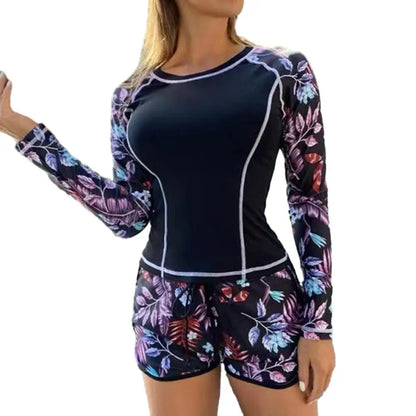 Maillot de bain imprimé tropical, ensemble deux pièces, à manches longues, été, plage, nouvelle collection