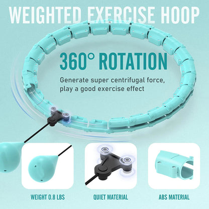 Cerceaux lestés Hula Circle pour adultes, cardio, perte de poids, grande taille pour adultes, exercice intelligent 2 en 1, réglable avec nœuds détachables