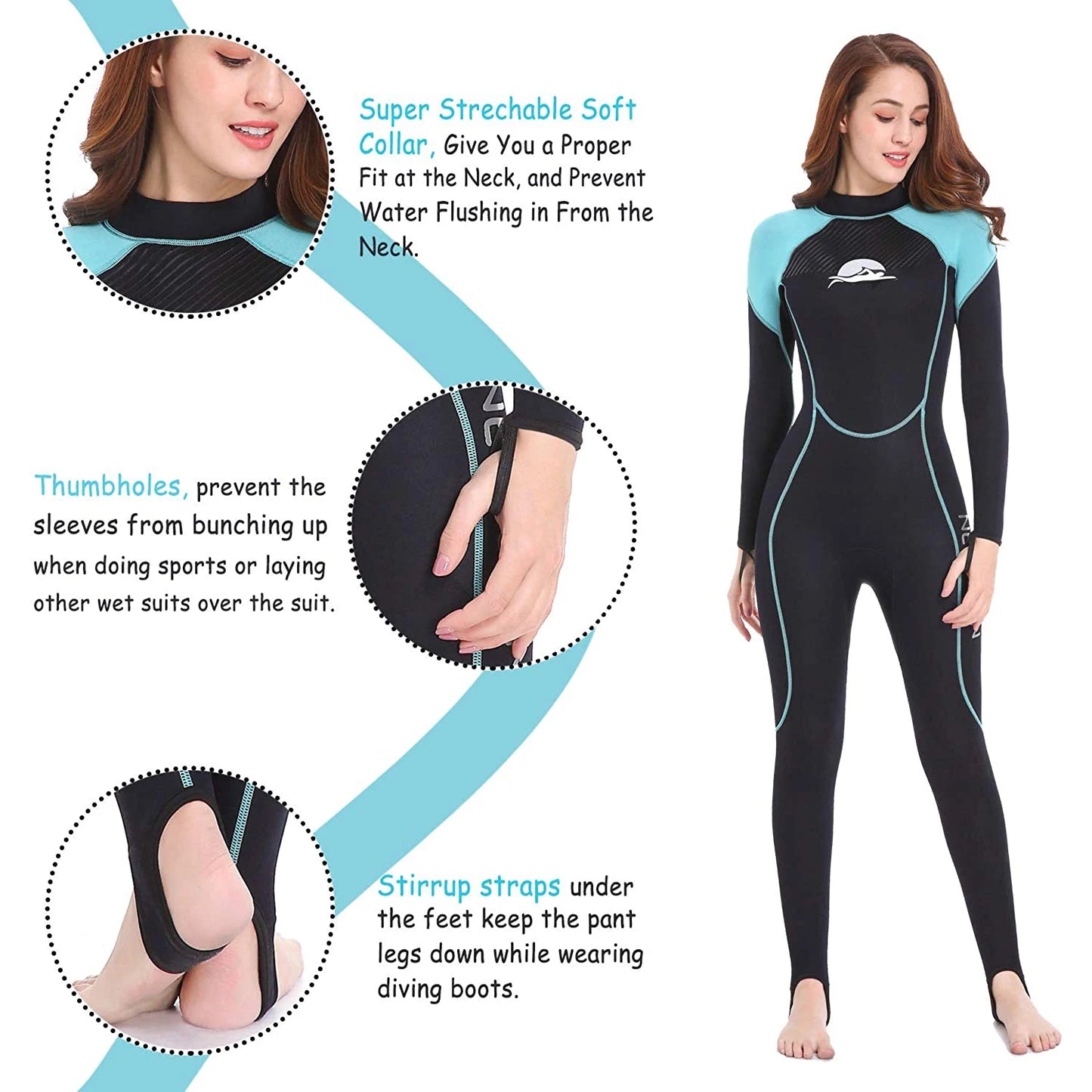 Combinaison humide complète en néoprène pour femmes, 2mm, pour plongée, Snorkeling, surf, natation, canoë dans l'eau froide, sangle arrière à fermeture éclair