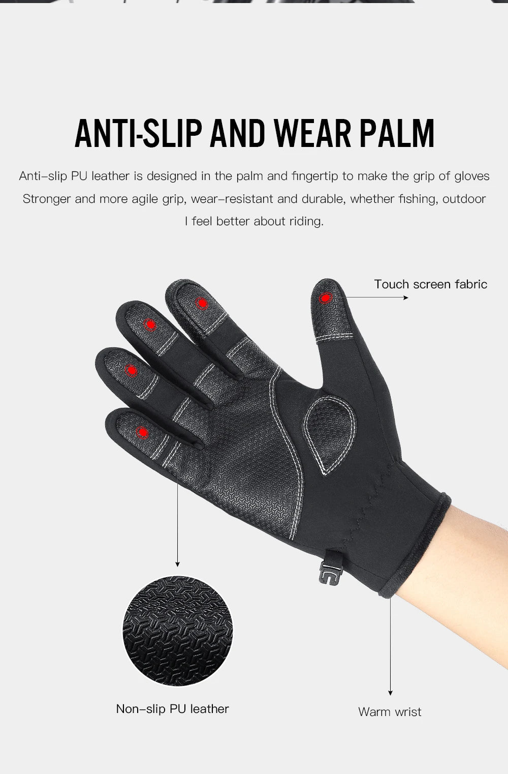 Gants d'hiver imperméables pour ski, cyclisme, course