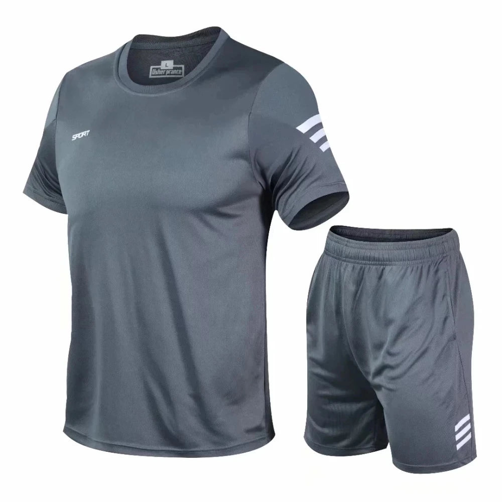 Ensemble de sport de compression pour homme, 2 pièces, tenue de course, de gym, de fitness, d'entraînement, survêtement pour l'été