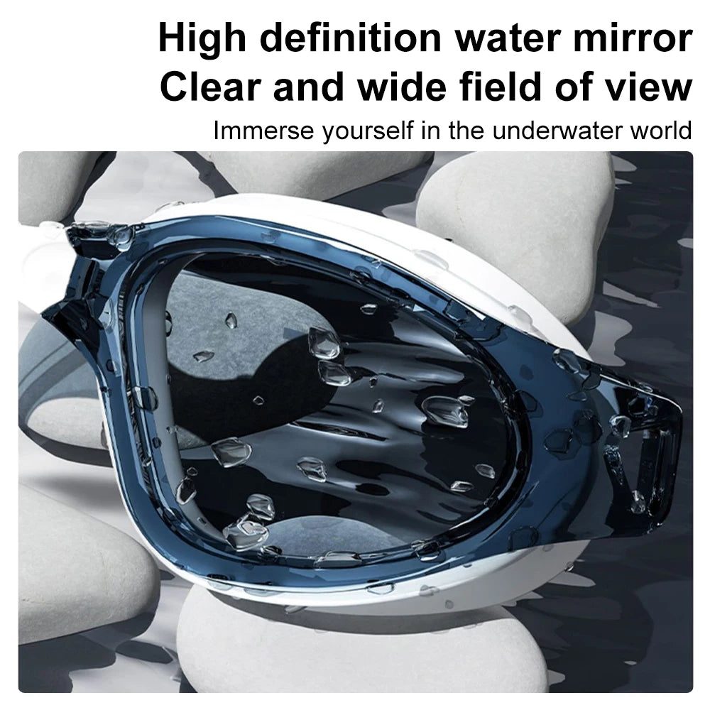 Lunettes de natation HD anti-buée pour adultes, ensemble étanche en silicone, avec bouchons d'oreille, anti-UV