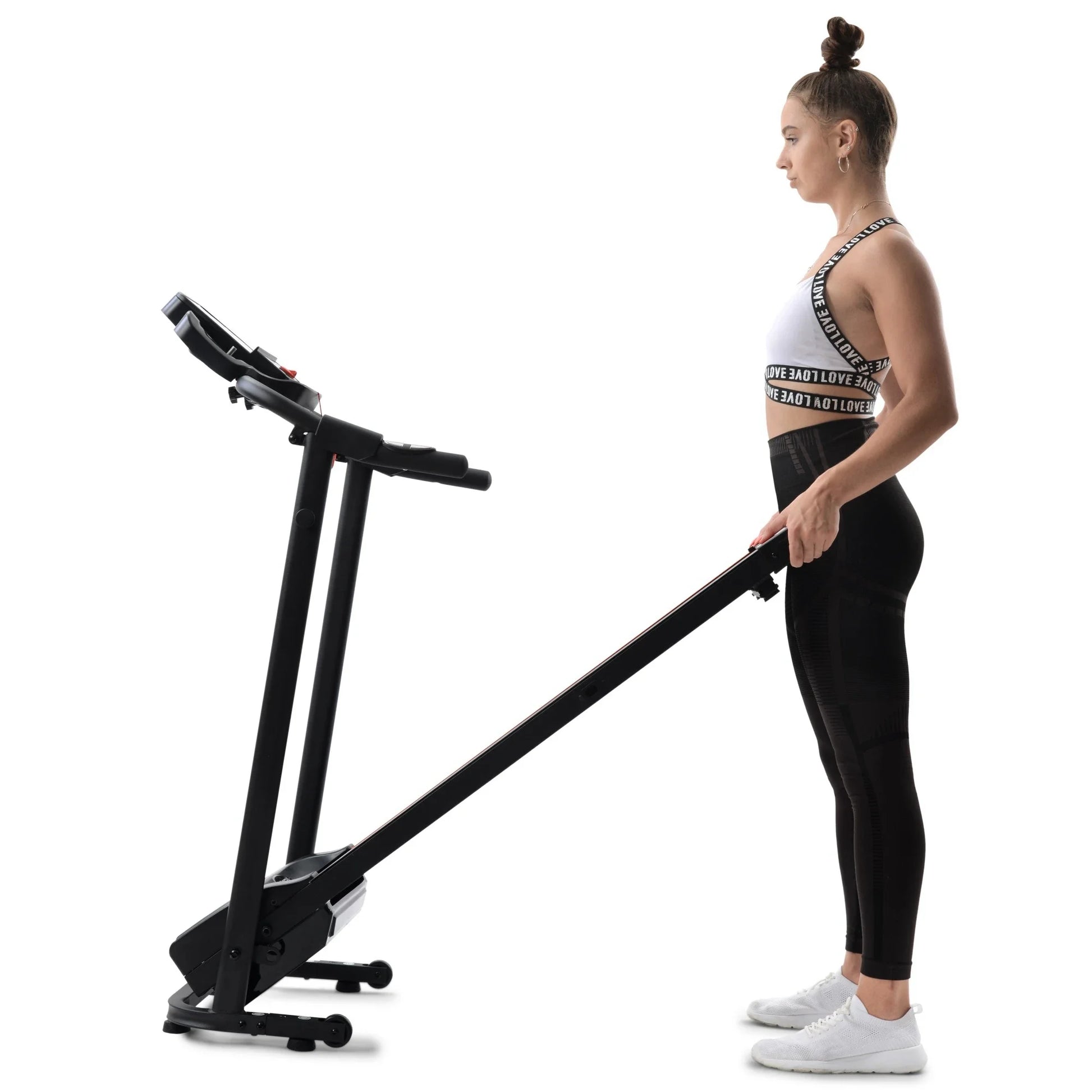 Tapis de course pliable avec haut-parleur, 1-12 km/h, noir, pour fitness à la maison, travail cardio, santé physique