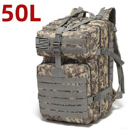 Sac à dos 25L/50L imperméable, nylon 1000D, multi-activités - randonnée, camping, chasse, pêche, trekking