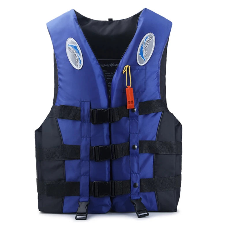 Gilet de sauvetage en polyester trempé pour adultes et enfants, veste de survie à flottabilité réglable avec sifflet