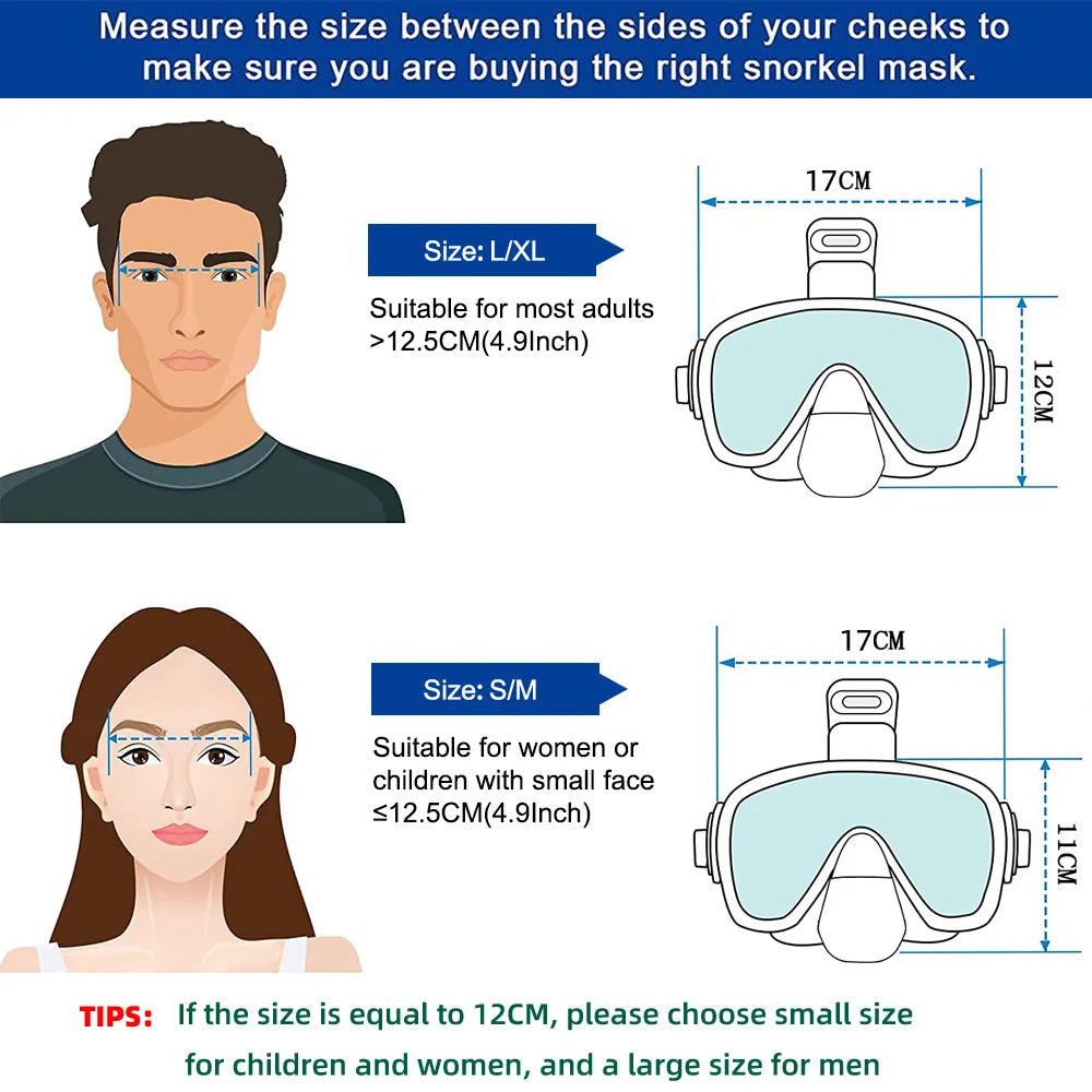 Masque de plongée en apnée pliable Anti-buée, ensemble avec système de couverture sèche complète pour la natation gratuite, équipement professionnel pour adultes et enfants