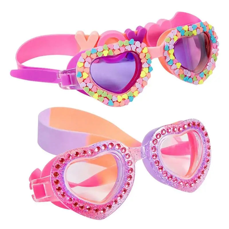 Lunettes de natation d'été étanches en forme de cœur, en silicone UV, anti-buée, lunettes de piscine pour les tout-petits et les enfants