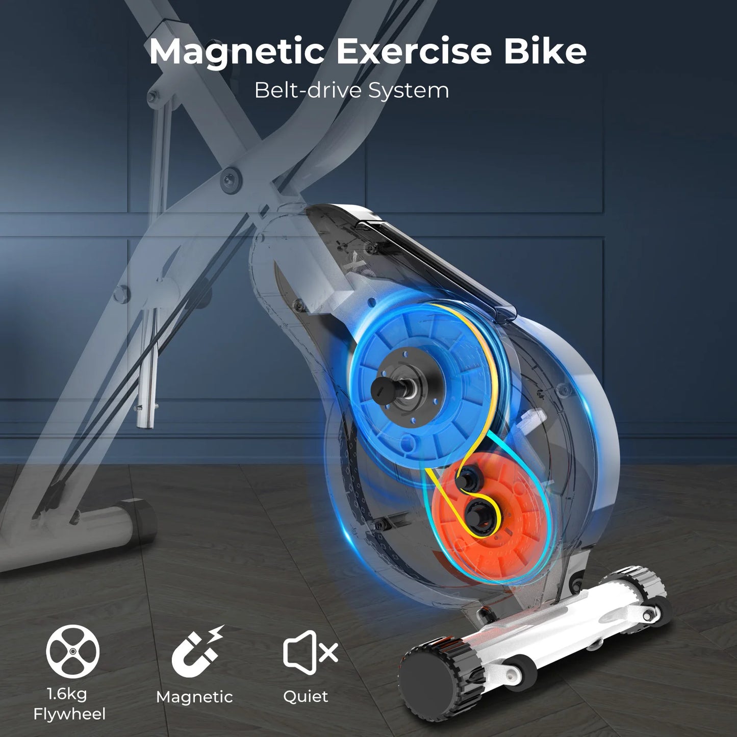 Vélo Pliable avec Affichage Numérique, Détection de la Fréquence Cardiaque, Vélos d'Exercice de Fitness, 3 en 1,Micyox