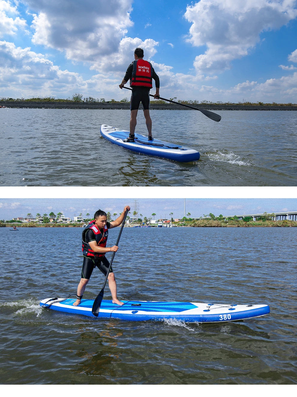 Planche de stand up paddle Sup 3 sections en alliage d'aluminium et nylon pagaie de 6,8 pieds