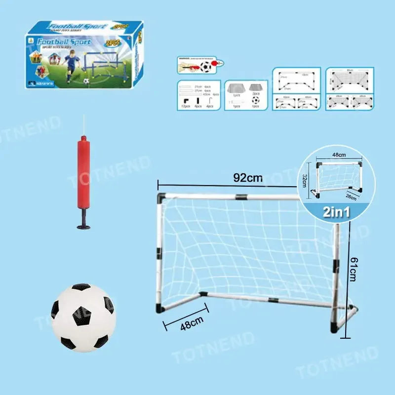 Filet de poteau pliant avec pompe pour enfants, mini ballon de football, but de football, sports d'intérieur et d'extérieur, équipement d'entraînement sportif, 2 en 1