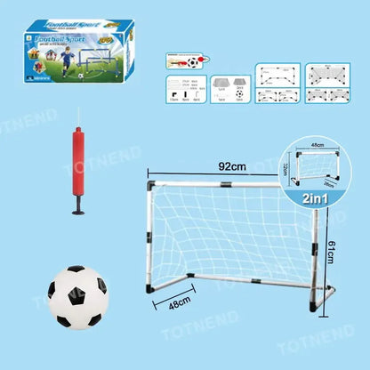 Filet de poteau pliant avec pompe pour enfants, mini ballon de football, but de football, sports d'intérieur et d'extérieur, équipement d'entraînement sportif, 2 en 1