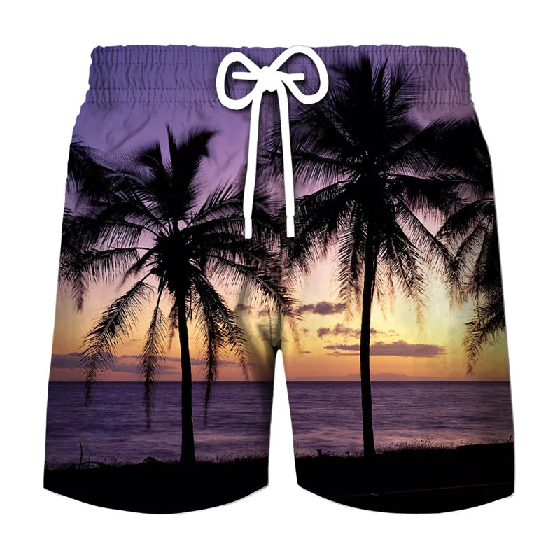 Short de plage hawaïen, imprimé 3D tropical, plage, décontracté et stylé