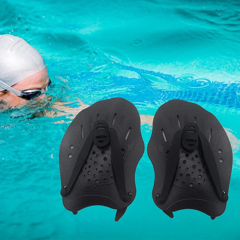 1 paire de pagaies d'entraînement à la natation, gants de plongée en apnée, palmes de sport, paume en Silicone, sangles réglables