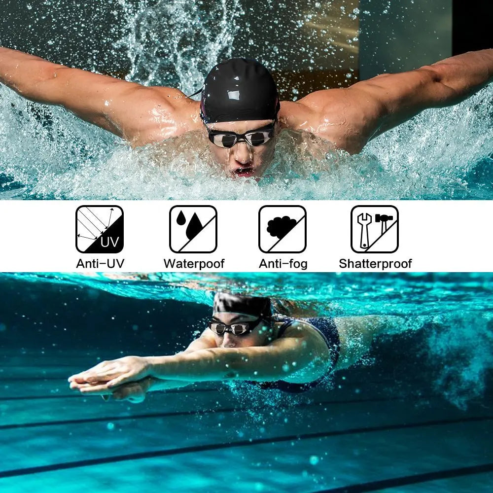 Lunettes de natation professionnelles pour adultes, anti-buée, étanches, ajustables, en silicone, pour hommes et femmes, JSJM