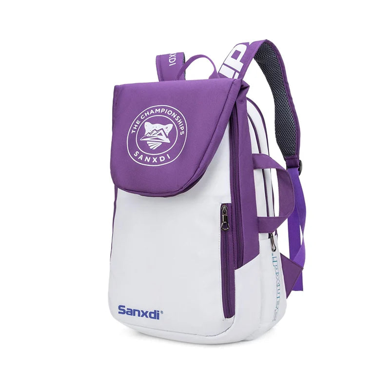 Sac à dos de raquette de squash et de badminton violet et blanc avec grande capacité et livraison gratuite