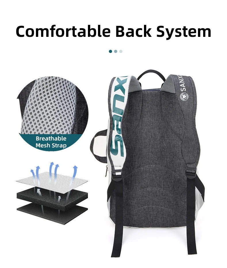 Sac à dos de raquette de squash et de badminton, grande capacité