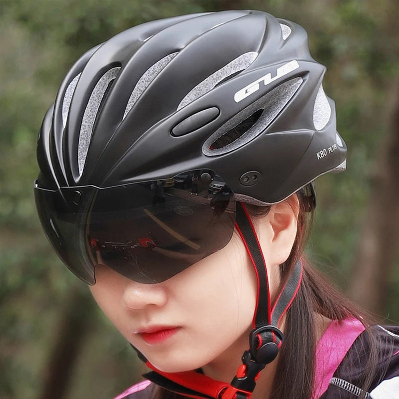 Casque de vélo avec lunettes magnétiques, coupe-vent