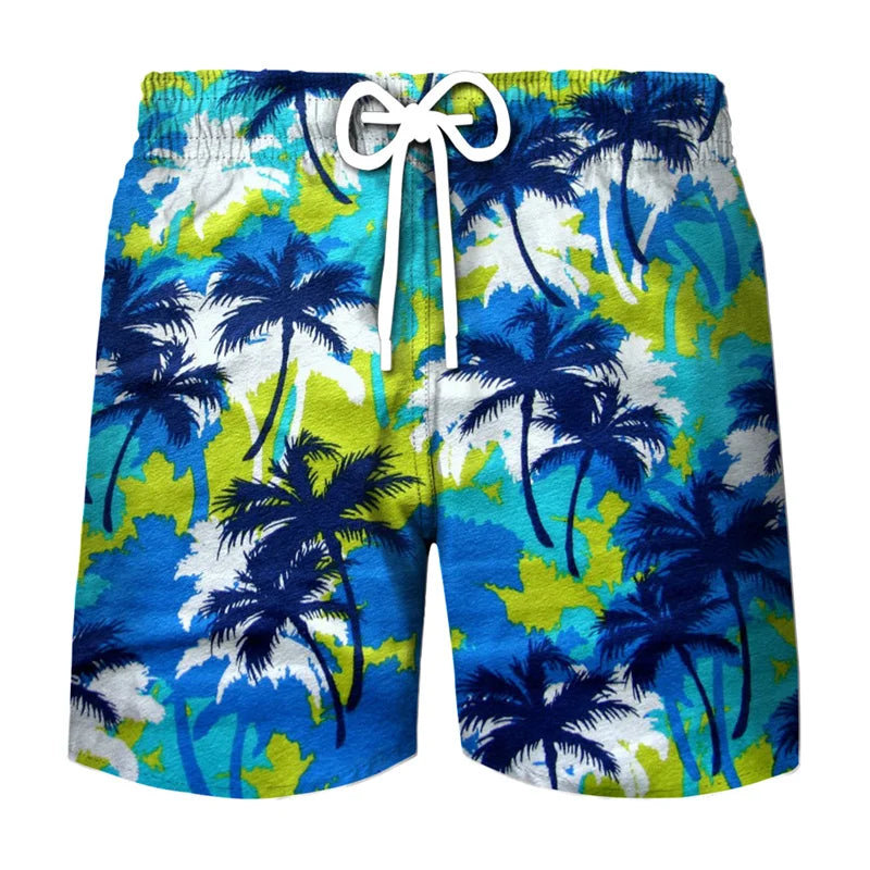 Short de plage hawaïen, imprimé 3D tropical, plage, décontracté et stylé