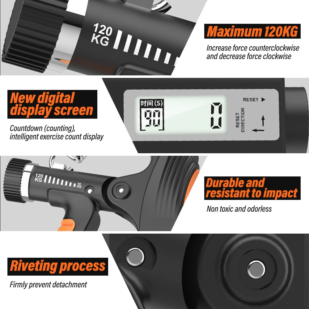 Pince de renforcement de la poignée, exercice de la main, de l'avant-bras, du poignet, des bras, musculation musculaire, 10-120kg