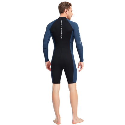 Combinaison Shorty en néoprène à manches longues pour homme, lyJean-à fermeture éclair avant, étanche aux UV, plongée sous-marine, plongée en apnée, natation, surf, 1.5mm