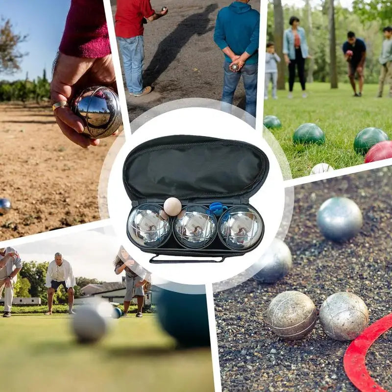 High-quality pétanque balls set with carrying case, ideal for outdoor games and providing excellent quality and value, satisfaction guaranteed