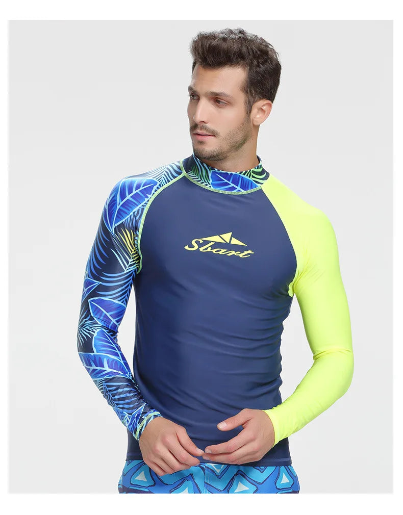 SBART-Maillot de bain fendu à manches longues pour hommes, maillot de bain de protection solaire, maillot de bain de surf, costume de méduse, corps 3/4