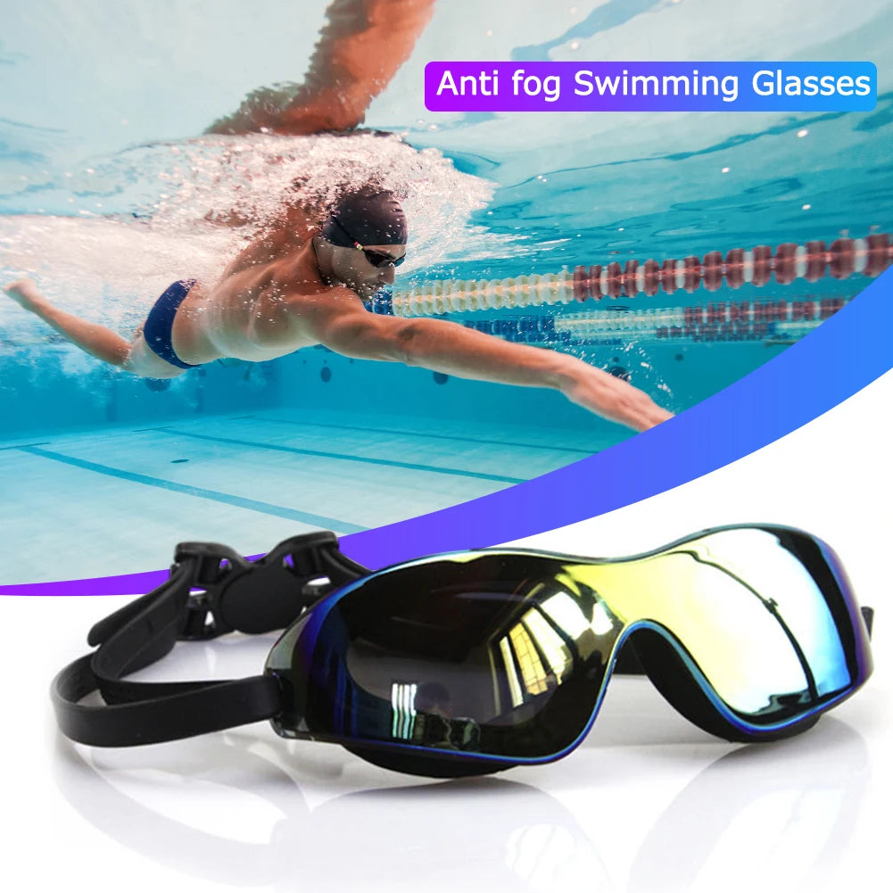 Lunettes de natation HD pour adultes, grand cadre, étanche, Anti-buée, pour la plongée