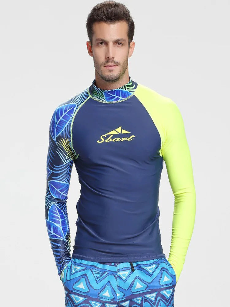 SBART-Maillot de bain fendu à manches longues pour hommes, maillot de bain de protection solaire, maillot de bain de surf, costume de méduse, corps 3/4