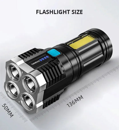 Lampe de poche led rechargeable usb avec 4 faisceaux – lumière puissante et design