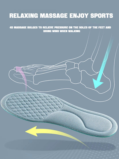  Semelles intérieures de massage 4D pour chaussures de sport, semelle intérieure pour pieds, course