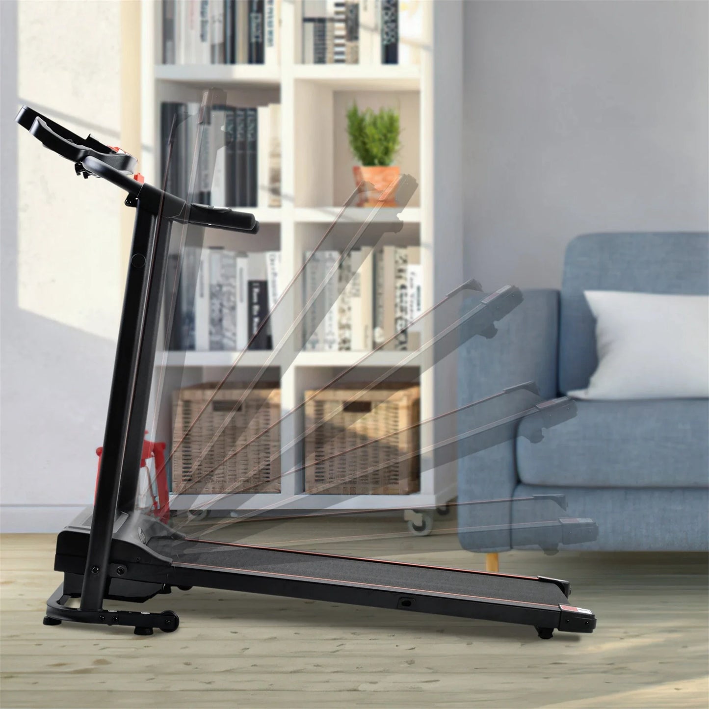 Tapis de course pliable avec haut-parleur, 1-12 km/h, noir, pour fitness à la maison, travail cardio, santé physique