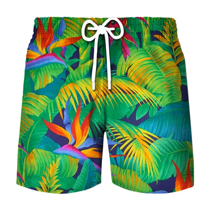 Short de plage hawaïen, imprimé 3D tropical, plage, décontracté et stylé