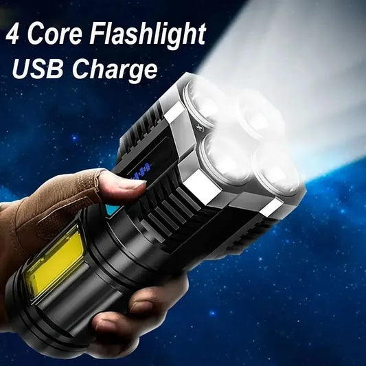 Lampe de poche led rechargeable usb avec 4 faisceaux – lumière puissante et design