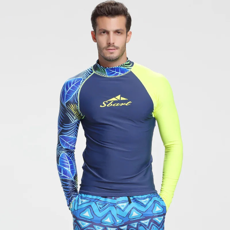 SBART-Maillot de bain fendu à manches longues pour hommes, maillot de bain de protection solaire, maillot de bain de surf, costume de méduse, corps 3/4